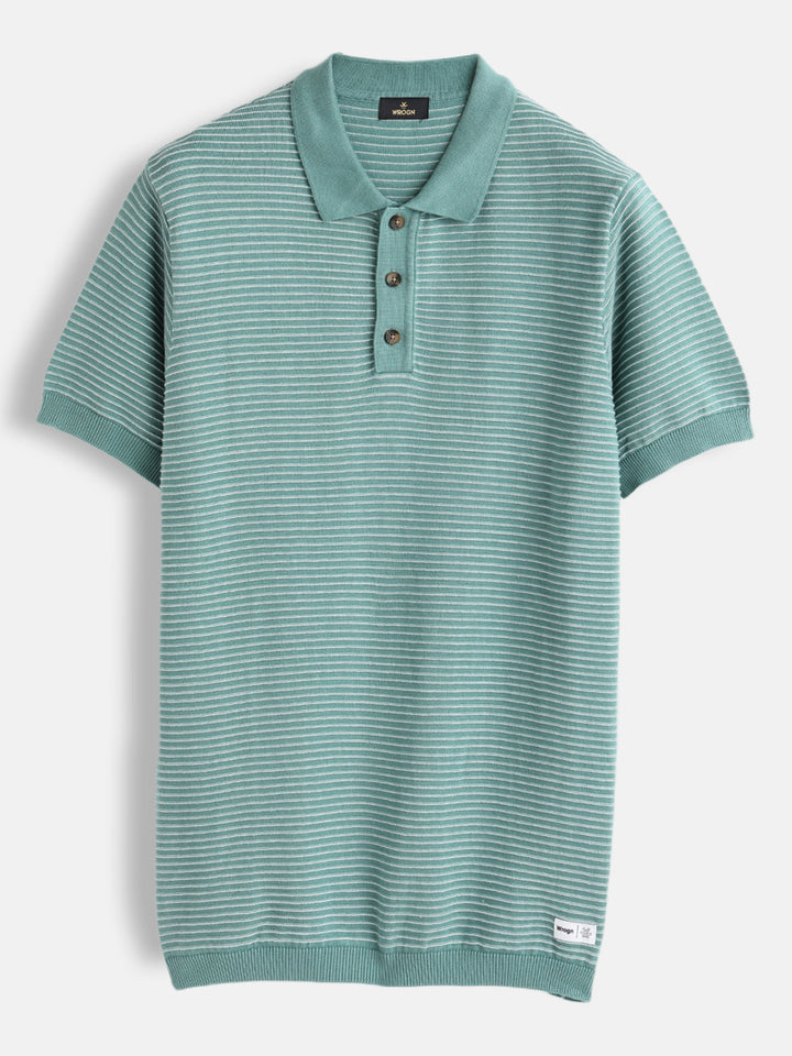 Slim Fit 100% Cotton Flat Knit Polo | Green