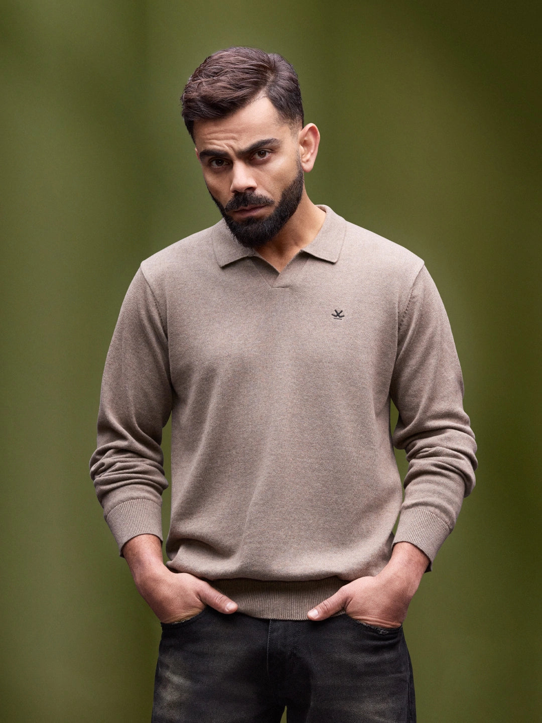 Premium Flat Knit Johnny Collar Polo T-Shirt | Brown