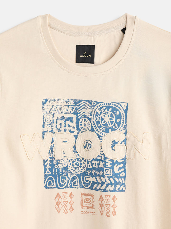 Ancient Markings Inspired Brand Carrier Slim Fit T-Shirt | Beige