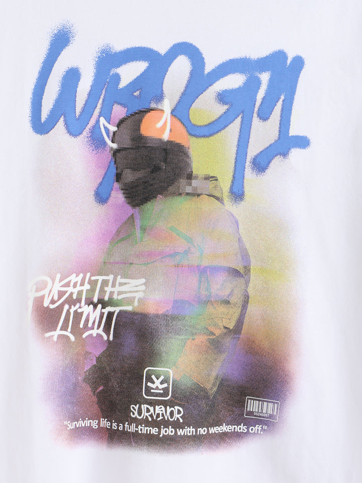 Graffiti Printed Slim Fit T-Shirt | White