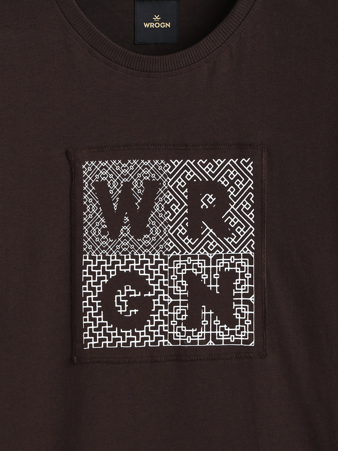 Printed Patchwork T-Shirt | Coffee