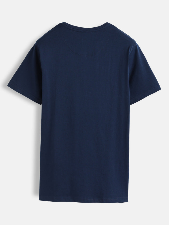 Ancient Script Inspired 3D Print Brand Carrier T-Shirt  | Navy Blue