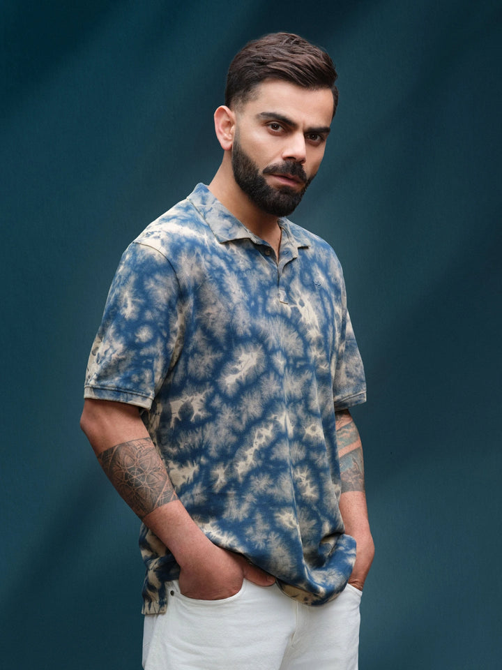 Marble Tie & Dye Comfort Fit T-Shirt  | Navy Blue