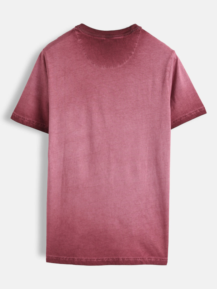 Grunge Pigment Washed T-Shirt With Logo Appliqué On Chest | Maroon