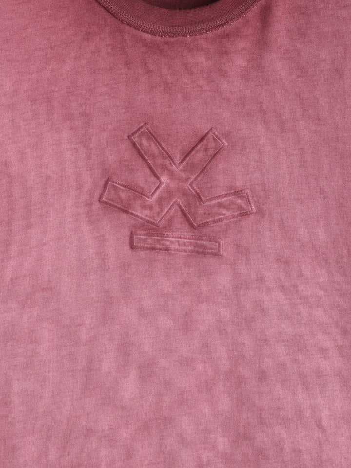 Grunge Pigment Washed T-Shirt With Logo Appliqué On Chest | Maroon