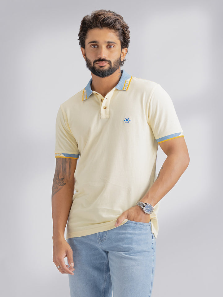 Polo T-Shirt With Contrast Collar | Yellow