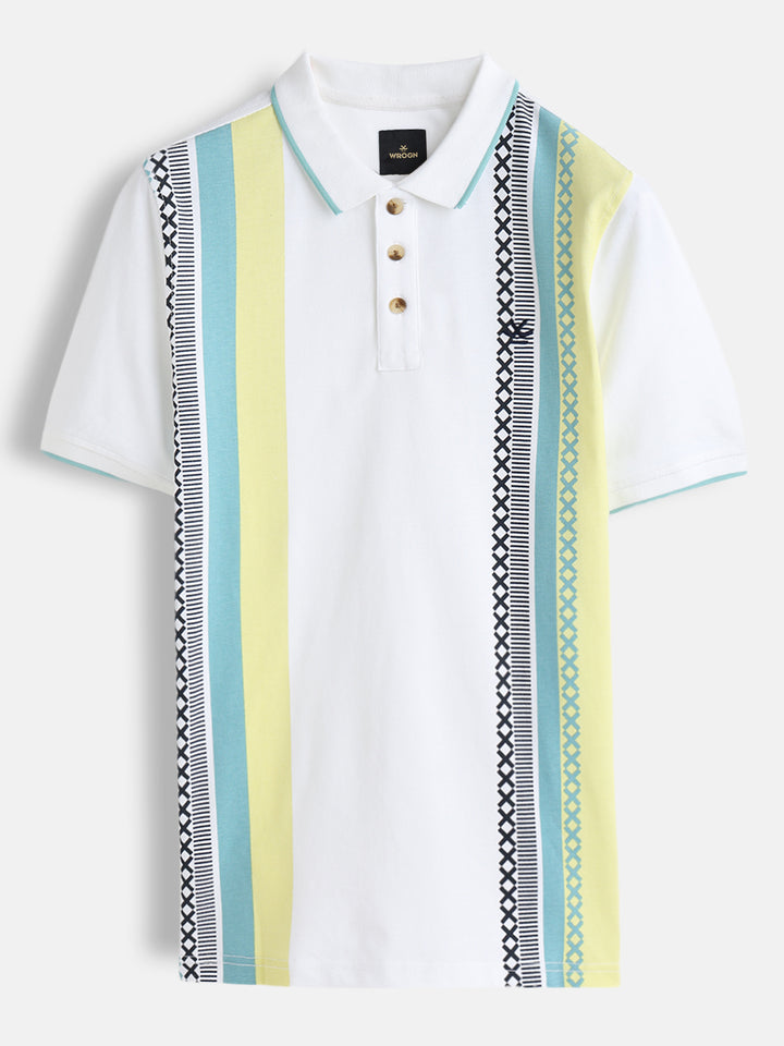 Embroidered Look Polo T-Shirt | White