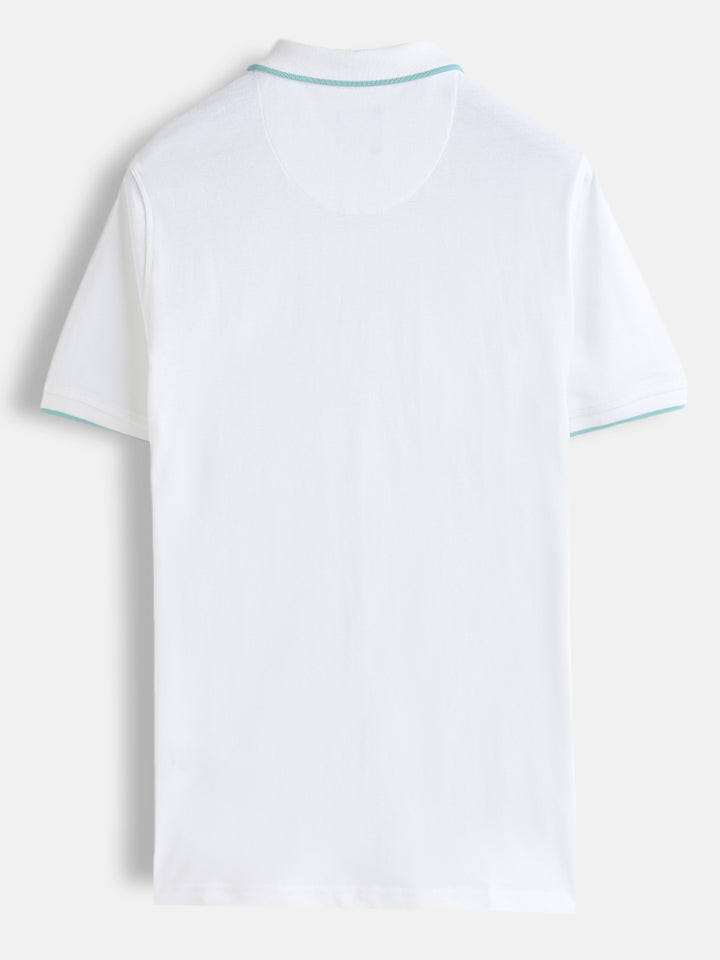 Embroidered Look Polo T-Shirt | White