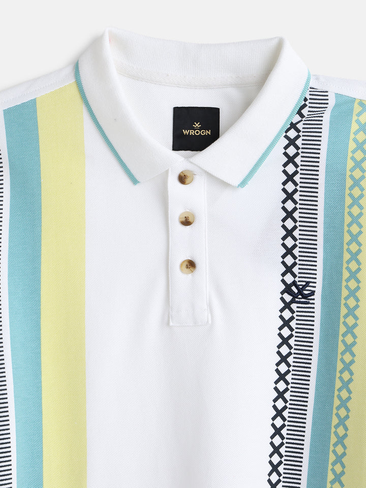 Embroidered Look Polo T-Shirt | White