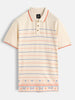 Embroidered Look Engineered Aop Polo T-Shirt  | Beige