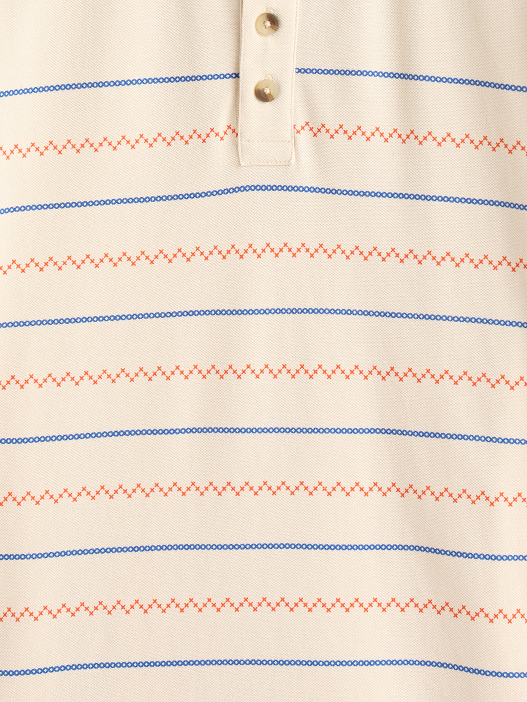 Embroidered Look Engineered Aop Polo T-Shirt  | Beige