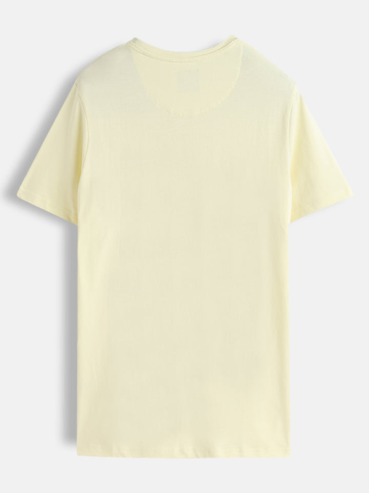Zen Inspired Chest Print Graphic Crew Neck T-Shirt  |  Yellow
