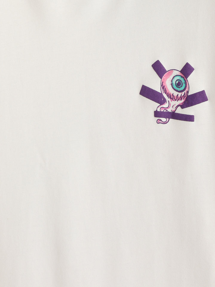 Bizarre Elements Inspired Look Deep Inside Eyeball Back Print Crew Neck T-Shirt  | Off White