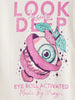 Bizarre Elements Inspired Look Deep Inside Eyeball Back Print Crew Neck T-Shirt  | Off White