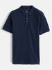 Waffle Textured Polo T-Shirt -  | Navy Blue