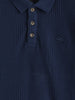 Waffle Textured Polo T-Shirt -  | Navy Blue