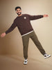 3D Gold Foil Printed Crew Pullover Sweat In Comfort Fit  |  Brown