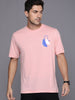 Basic Pink Chest Print T-Shirt