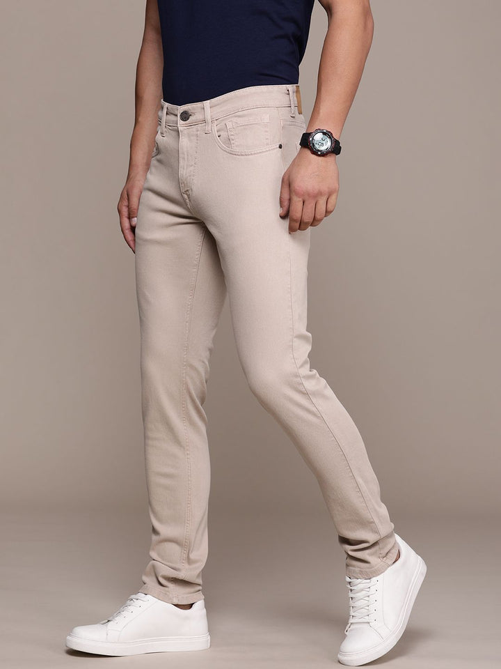 Durable Straight Fit Beige Jeans