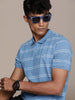 Dual Stripes Blue Polo T-Shirt