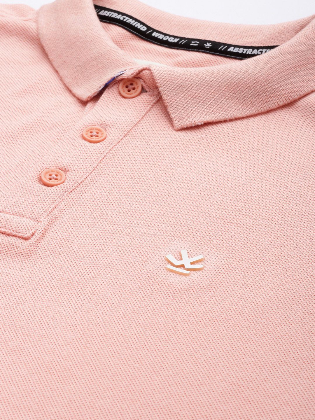 Pink Printed Polo Collar T-Shirt