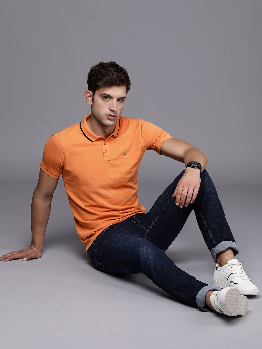 Basic Orange Polo Collar T-Shirt