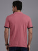 Pink Contrast Detail Polo T-Shirt