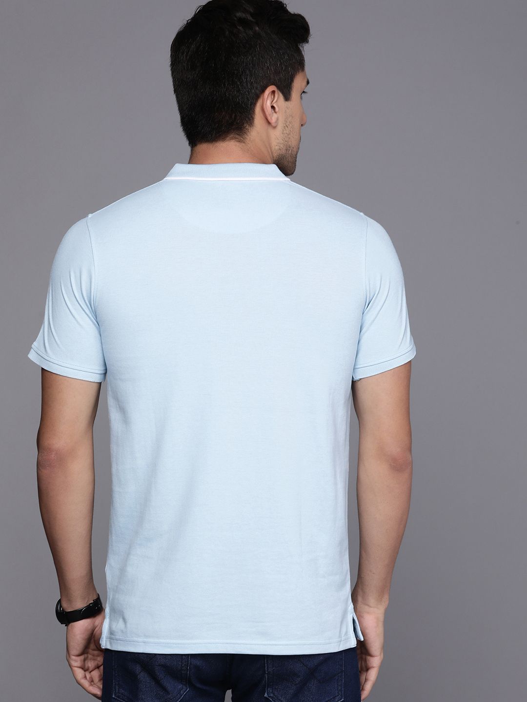 Basic Blue Polo Collar T-Shirt