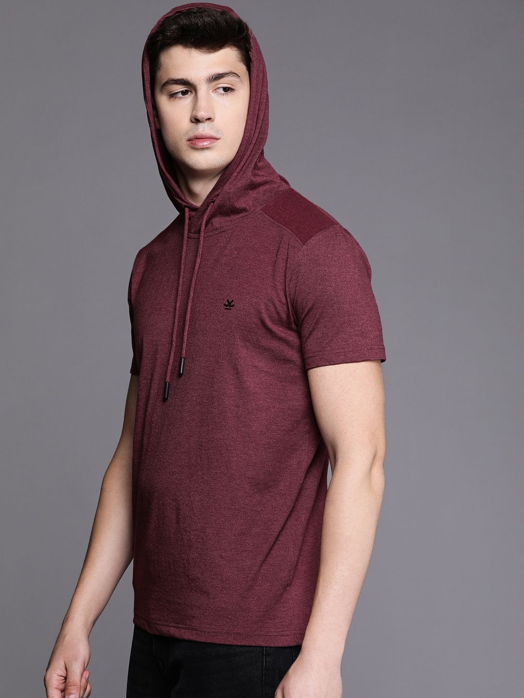 Solid Burgundy Hooded T-Shirt