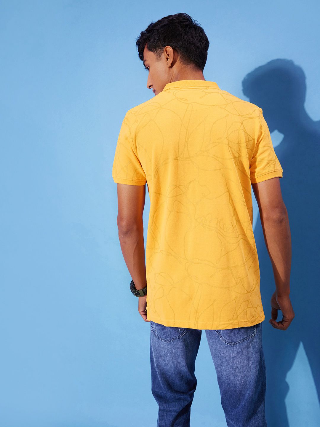 Yellow AOP Polo Collar T-Shirt