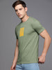 Green Chest Print Basic T-Shirts