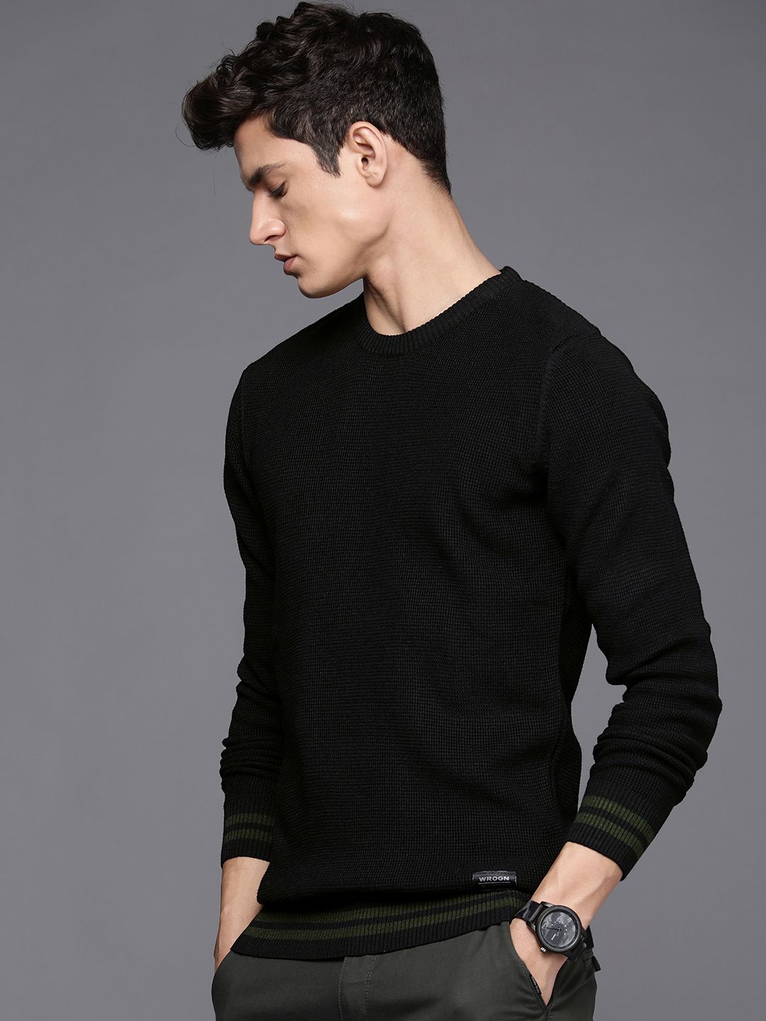 Knit Black Full Sleeve Sweater