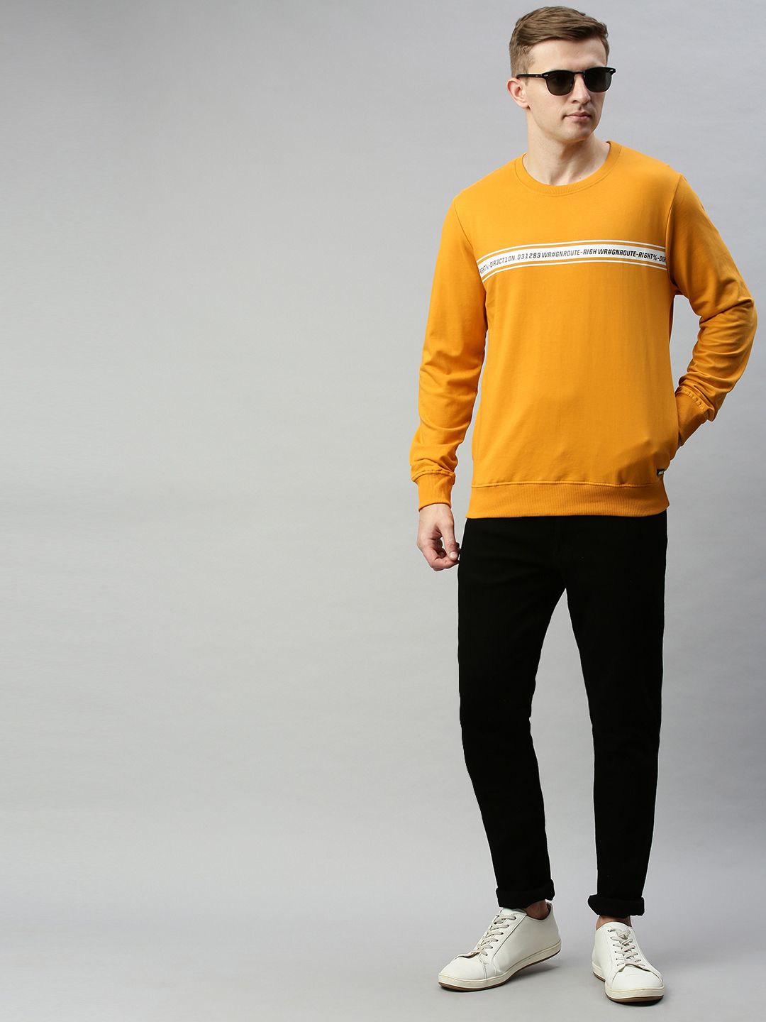 Wrogn Route Mustard Printed Sweatshirt