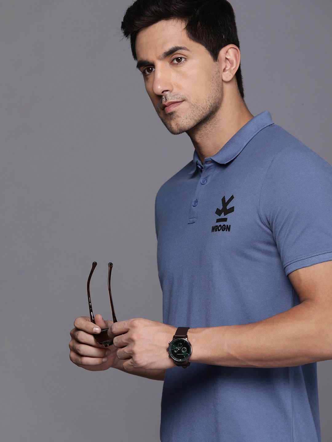 Logo Printed Blue Polo T-Shirt