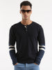 Navy Flat Knit Henley T-Shirt