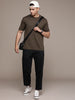 Solid Black Woven Chinos Trousers