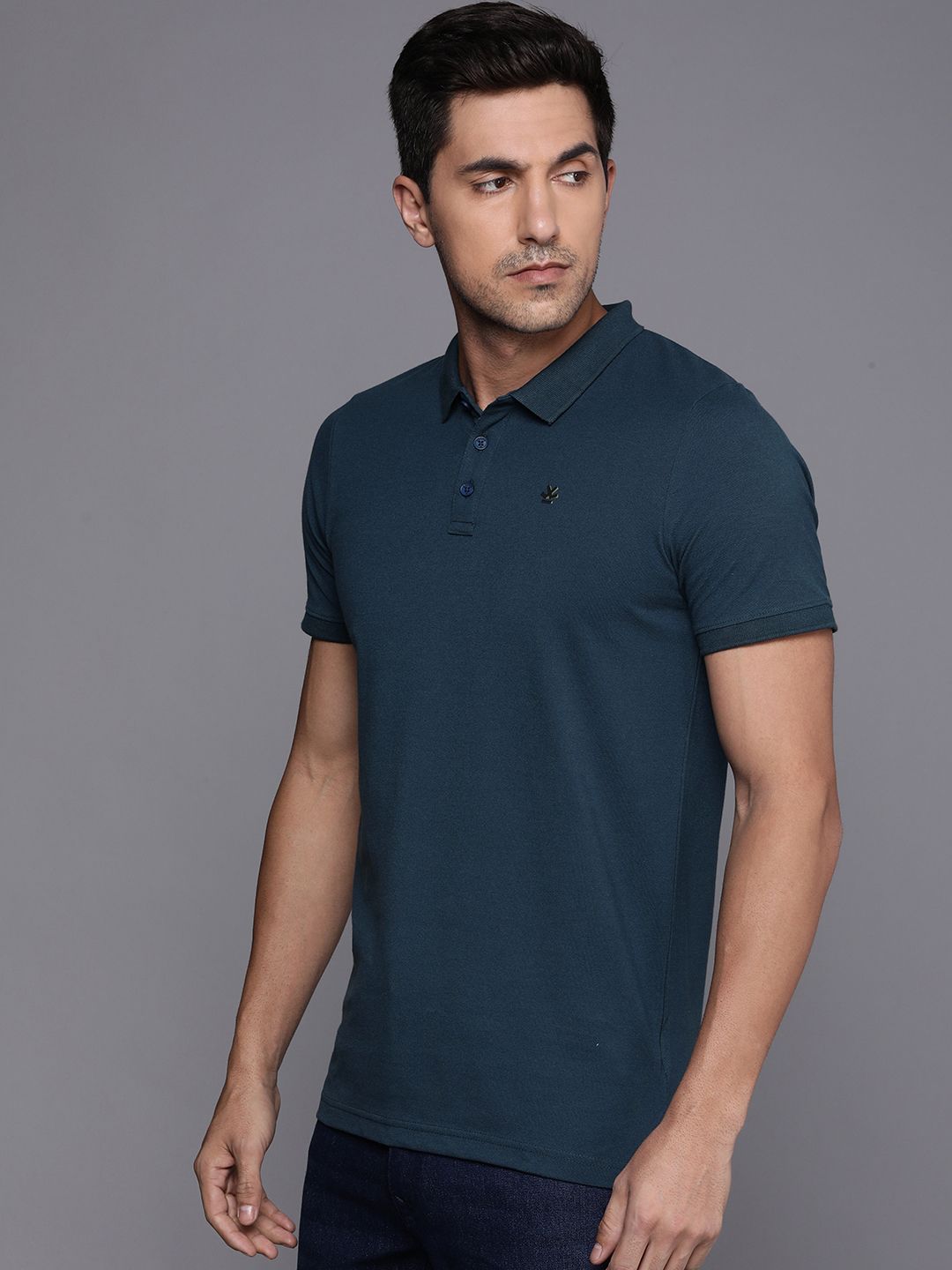 Basic Teal Polo Collar T-Shirt