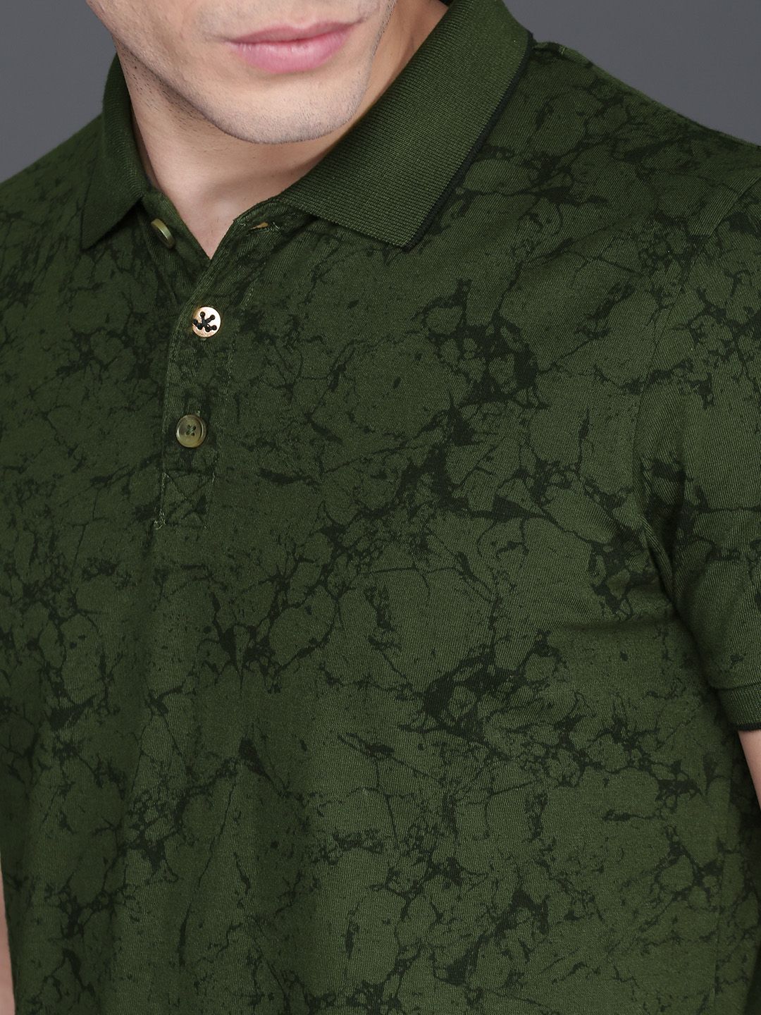 Olive Green AOP Polo T-Shirt