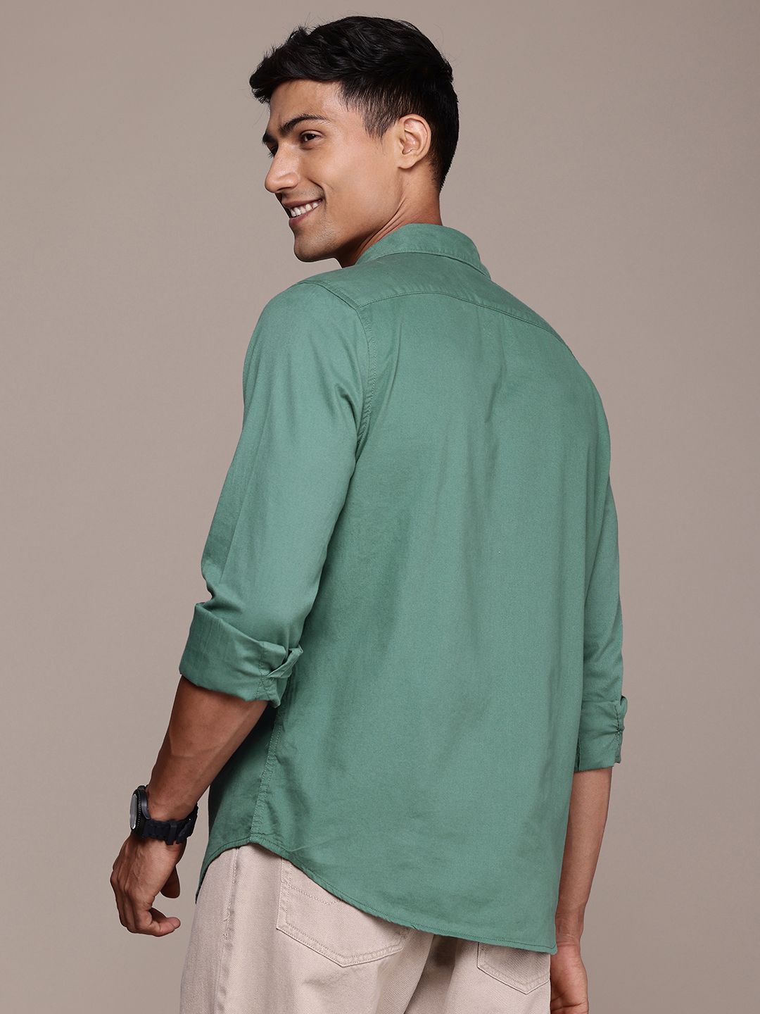 Artistic Poplin Green Shirt