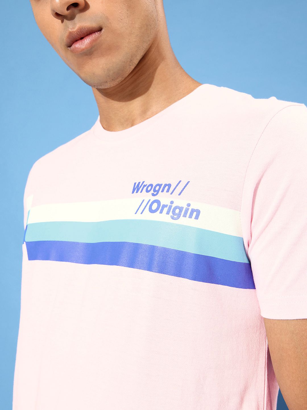 Wrogn Origin Printed Pink Casual T-Shirt