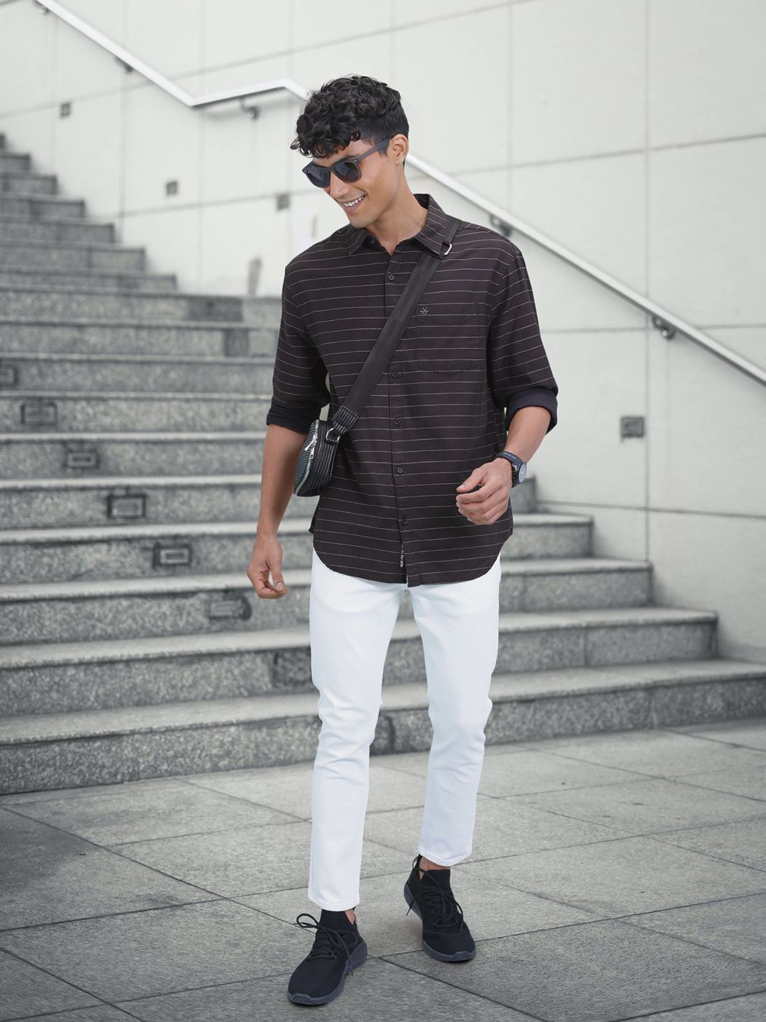 Dark Brown Striped Shirt