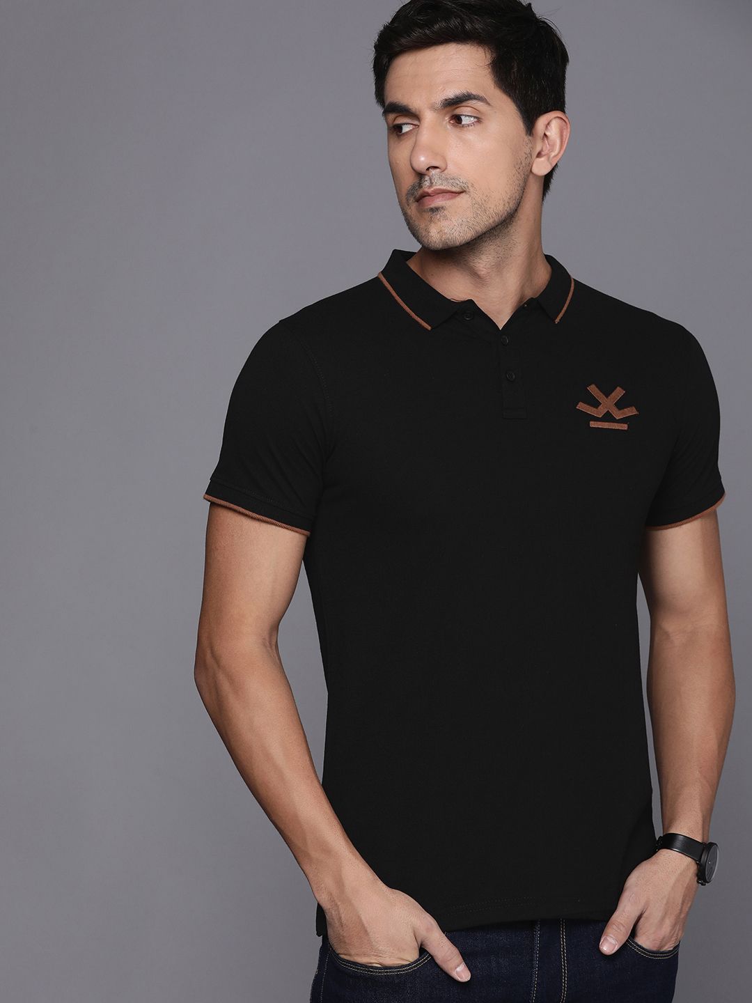 Bold Black Polo Collar T-Shirt