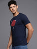 Graphic Chest Printed Navy Blue T-Shirt