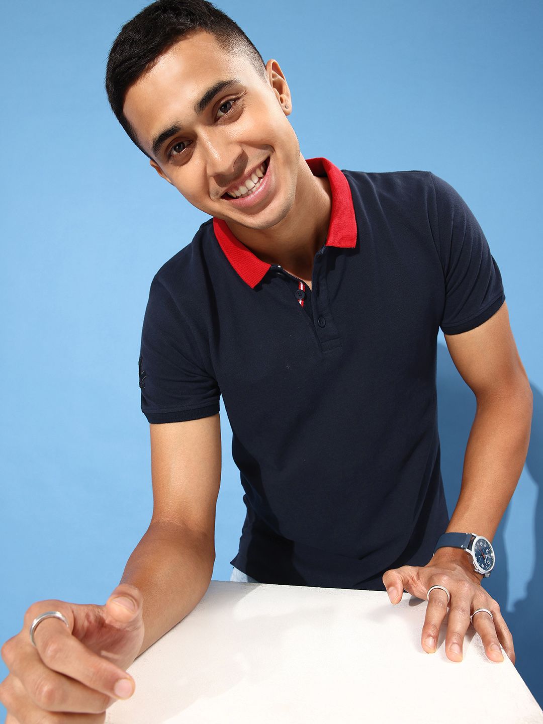 Solid Red Collar Polo T-Shirt