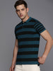 Striped Teal Colourblocked Polo T-Shirt