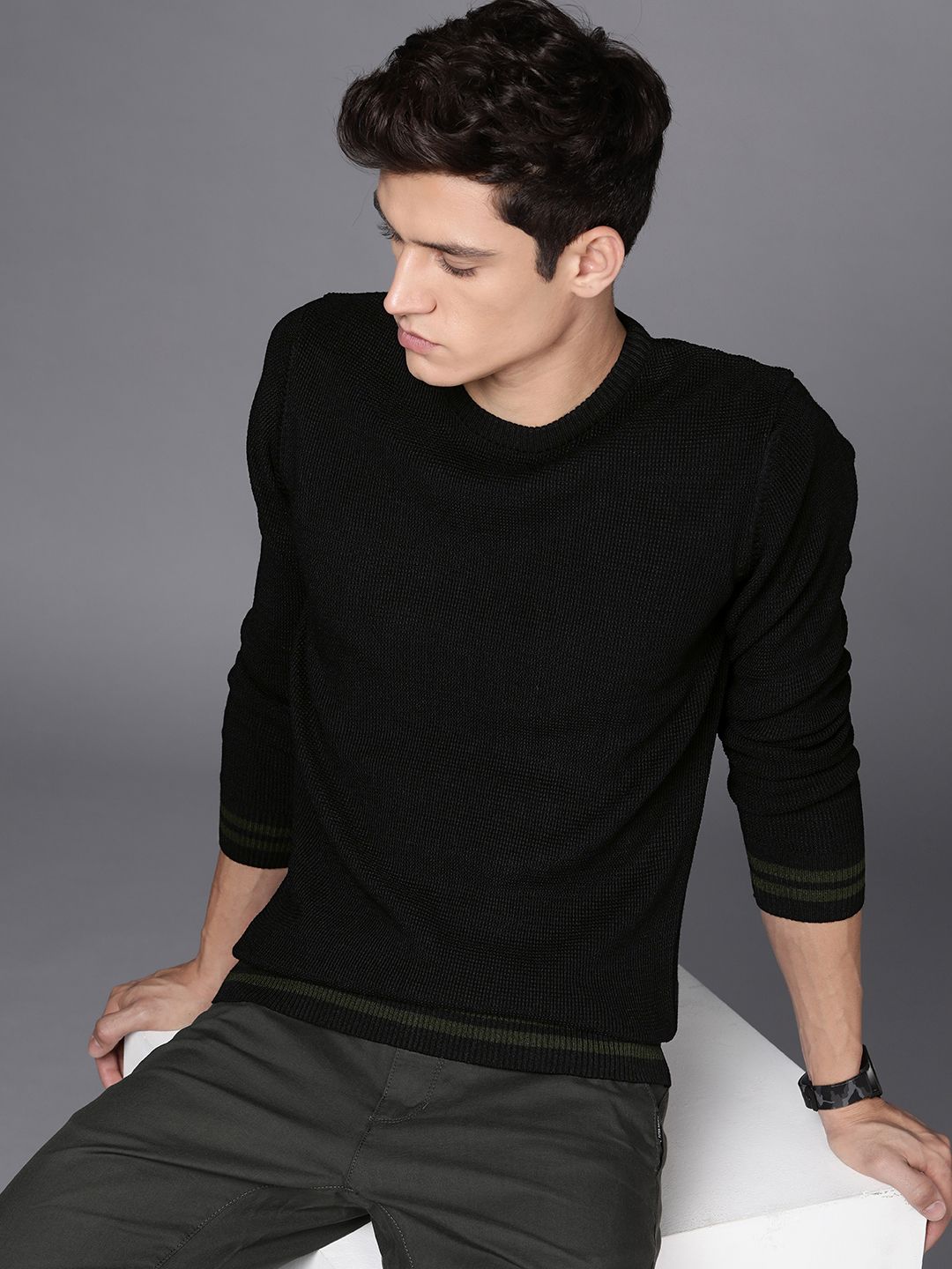 Knit Black Full Sleeve Sweater