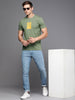 Green Chest Print Basic T-Shirts