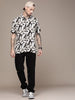 Black Abstract Resort Collar Shirt