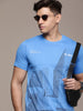 Chaos Printed Blue Cotton T-Shirt