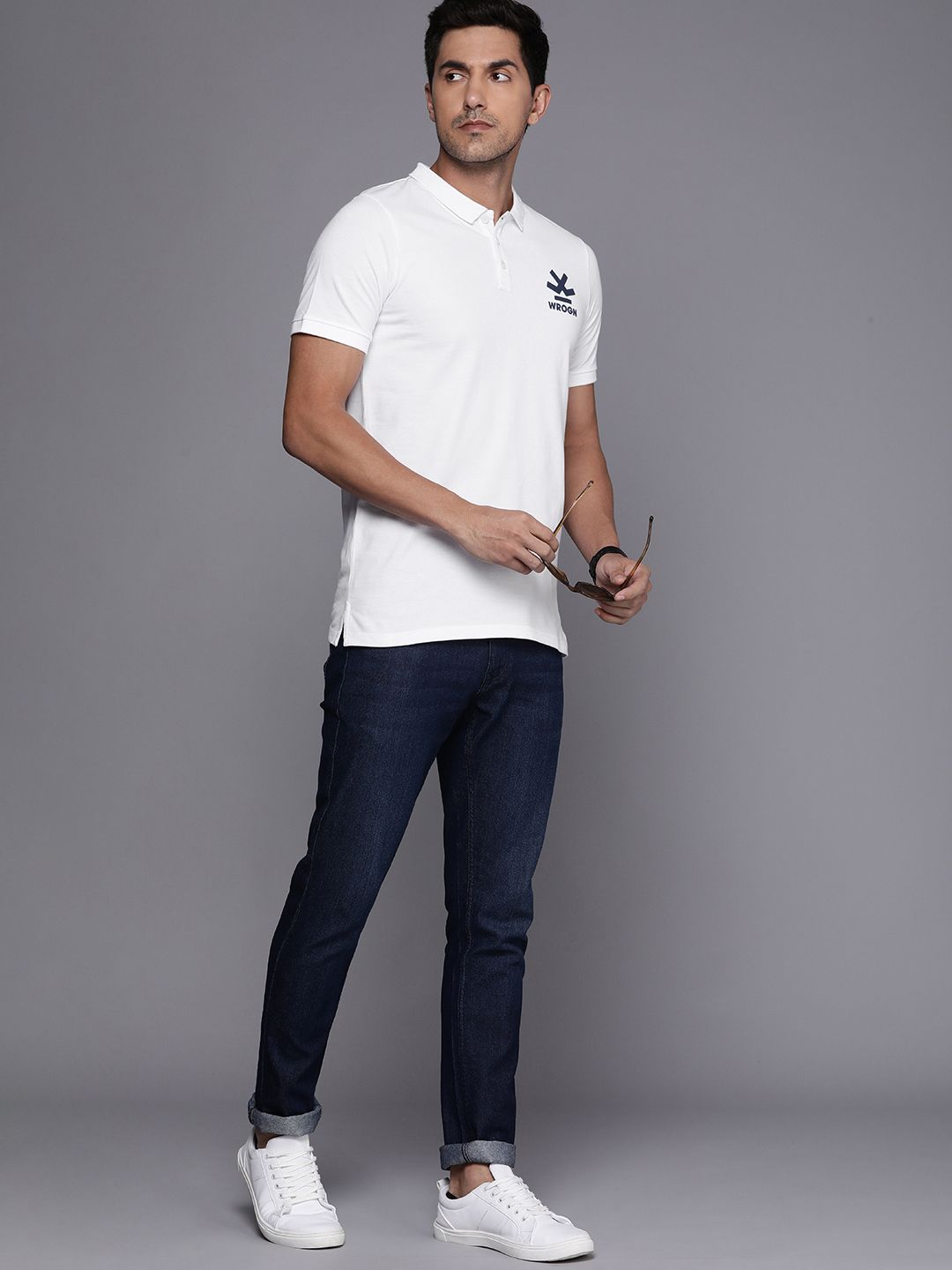 Logo Printed White Polo T-Shirt